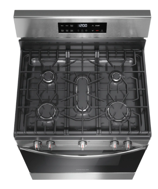 Pictures of Frigidaire 30 in 5 Burner Freestanding Gas Range in Stainless Steel with Quick Boil and Steam Clean FCRG3062AS - New in Box - Neu Appliance Outlet - Discount Appliance Outlet in Austin, Tx