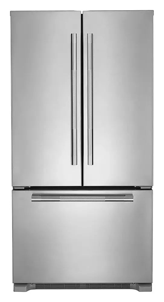 Pictures of JennAir RISE 21.9 Cu. Ft. French Door Counter-Depth Refrigerator with Gourmet Bay Drawer and TriSensor Climate Control in Stainless Steel JFFCF72DKL - Scratch & Dent (Minor) - Neu Appliance Outlet - Discount Appliance Outlet in Austin, Tx