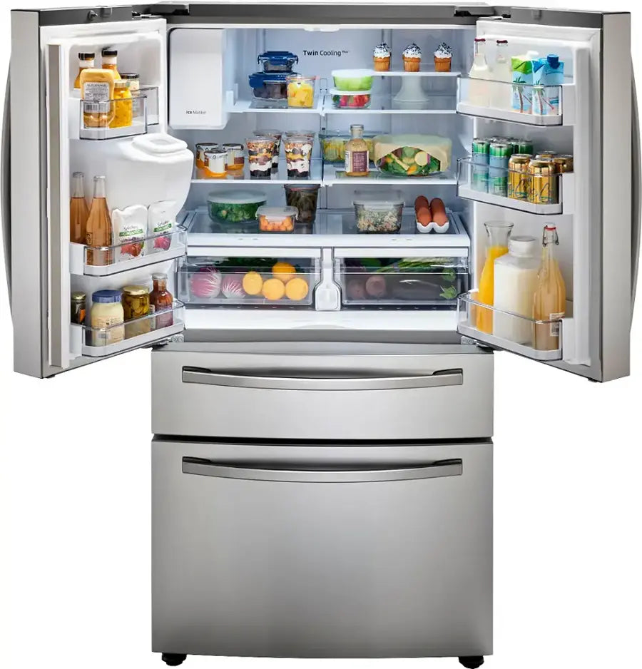 Pictures of Samsung 28 cu. ft. 4-Door French Door Refrigerator with FlexZone™ Drawer in Stainless Steel RF28R7201SR - Open Box - Neu Appliance Outlet - Discount Appliance Outlet in Austin, Tx