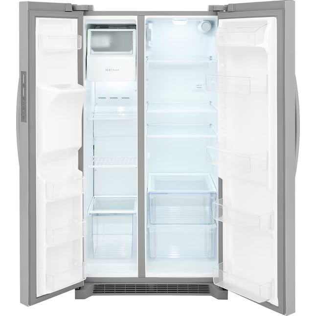 Frigidaire 25.6 cu. ft. ENERGY STAR Side by Side Refrigerator with Exterior Water and Ice Dispenser in Stainless Steel 20232SD617 - FRSS2623AS - Scratch & Dent (Moderate)