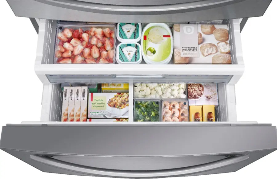 Pictures of Samsung 28 cu. ft. 4-Door French Door Refrigerator with FlexZone™ Drawer in Stainless Steel RF28R7201SR - Open Box - Neu Appliance Outlet - Discount Appliance Outlet in Austin, Tx