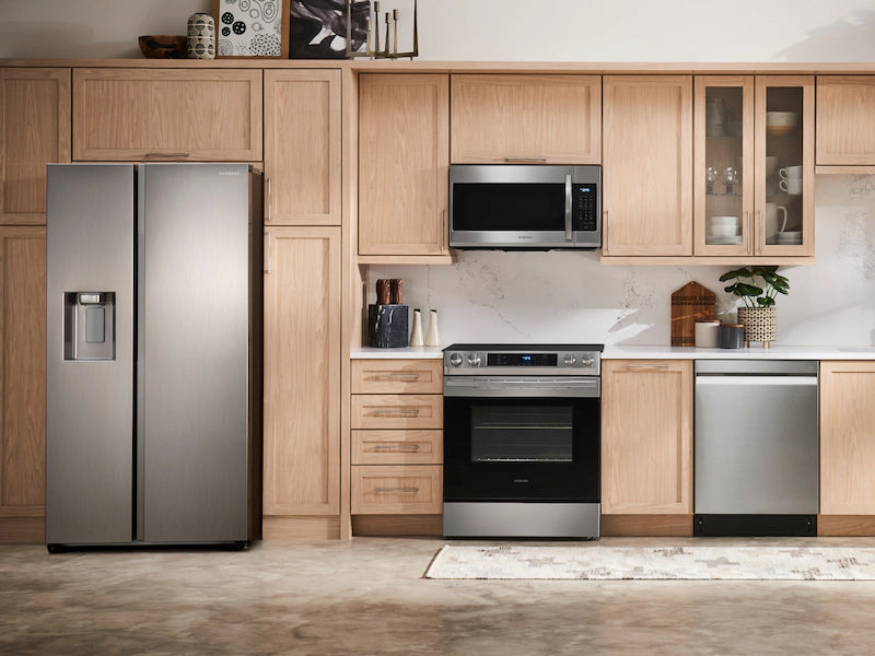 Pictures of Samsung 27.4-cu ft Side-by-Side Refrigerator with Ice Maker in Fingerprint Resistant Stainless Steel 4SD414 - RS27T5200SR - Scratch & Dent (Minor) - Neu Appliance Outlet - Discount Appliance Outlet in Austin, Tx