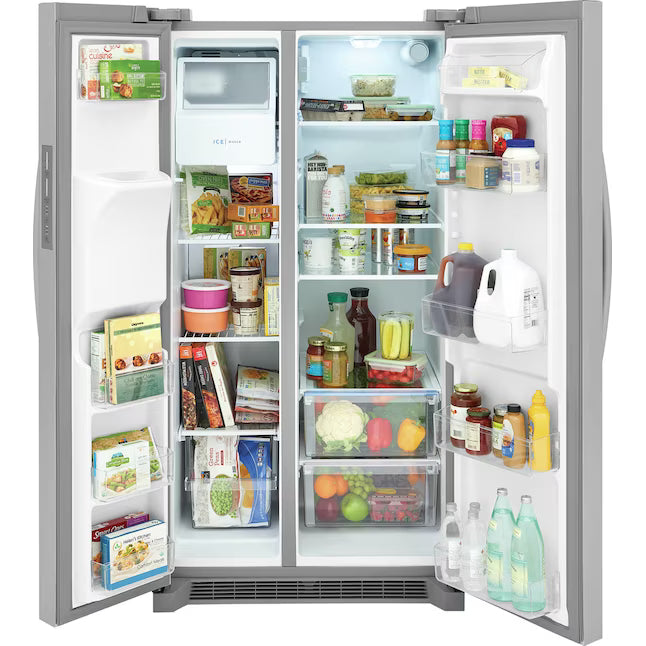 Frigidaire 25.6 cu. ft. ENERGY STAR Side by Side Refrigerator with Exterior Water and Ice Dispenser in Stainless Steel 20232SD617 - FRSS2623AS - Scratch & Dent (Moderate)
