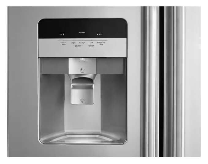 Pictures of Maytag 25 cu. ft. Side by Side Refrigerator with Exterior Ice and Water Dispenser in Fingerprint Resistant Stainless Steel MSS25C4MGZ - Scratch & Dent (Moderate) - Neu Appliance Outlet - Discount Appliance Outlet in Austin, Tx