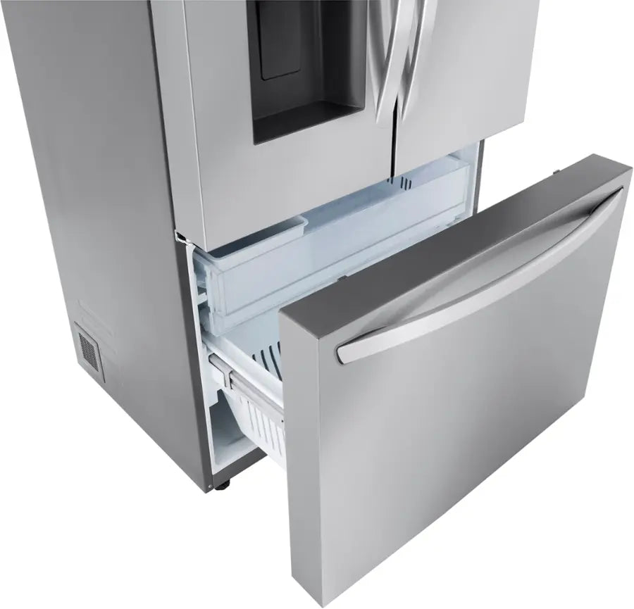 LG 26 cu ft ENERGY STAR Counter-Depth Smart French Door Refrigerator in Fingerprint Resistant Stainless Steel with Dual Ice Maker LRFXC2606S - Scratch & Dent (Major)