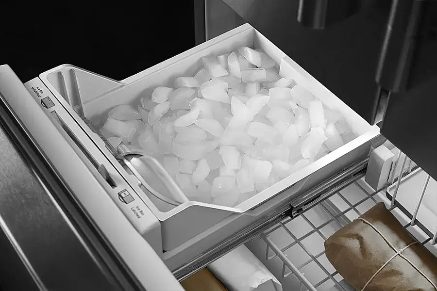 Pictures of JennAir RISE 21.9 Cu. Ft. French Door Counter-Depth Refrigerator with Gourmet Bay Drawer and TriSensor Climate Control in Stainless Steel JFFCF72DKL - Scratch & Dent (Minor) - Neu Appliance Outlet - Discount Appliance Outlet in Austin, Tx