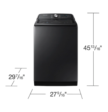 Pictures of Samsung 5.5 cu.ft. Extra-Large Capacity Smart Top Load Washer with Super Speed Wash in Brushed Black WA55CG7100AVUS - Scratch & Dent (Minor) - Neu Appliance Outlet - Discount Appliance Outlet in Austin, Tx