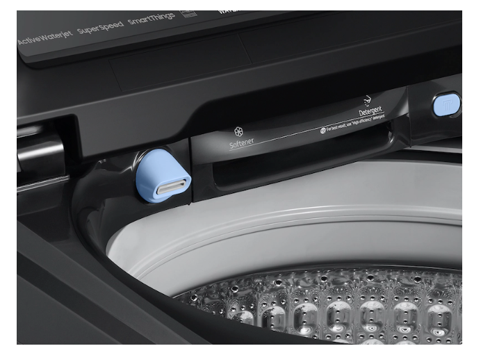 Pictures of Samsung 5.5 cu.ft. Extra-Large Capacity Smart Top Load Washer with Super Speed Wash in Brushed Black WA55CG7100AVUS - Scratch & Dent (Minor) - Neu Appliance Outlet - Discount Appliance Outlet in Austin, Tx
