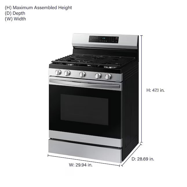 Samsung Smart Freestanding Gas 6.0 Cu. Ft. Range with No Preheat Air Fry and Convection in Stainless Steel 22131SD83 - NX60A6511SS - Open Box