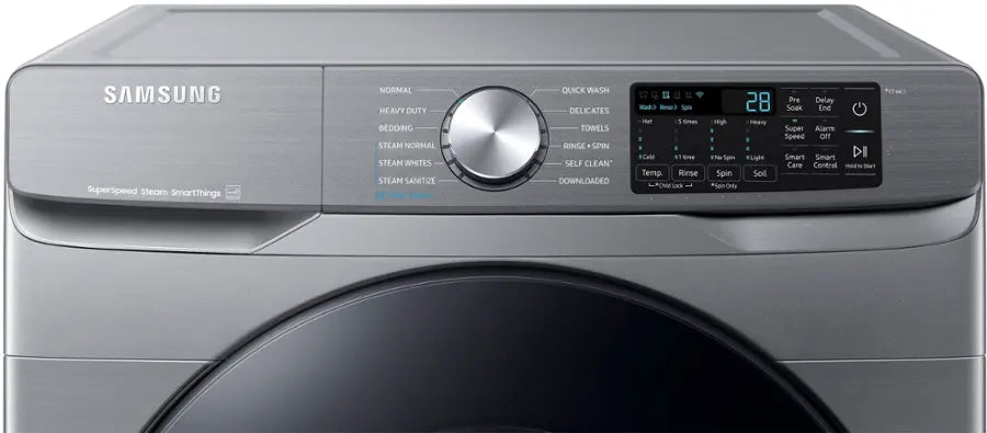 Samsung 4.5 cu. ft. Large Capacity Smart Front Load Washer with Super Speed Wash in Platinum 25137SD733 - WF45B6300AP - Scratch & Dent (Major)