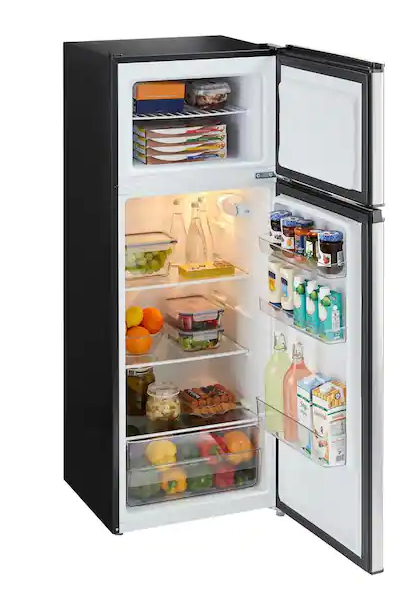 Vissani 7.1 cu. ft. Top Freezer Refrigerator with Adjustable Shelf in Stainless Steel Scratch & Dent (Moderate)