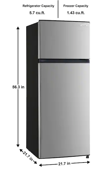 Vissani 7.1 cu. ft. Top Freezer Refrigerator with Adjustable Shelf in Stainless Steel Scratch & Dent (Moderate)