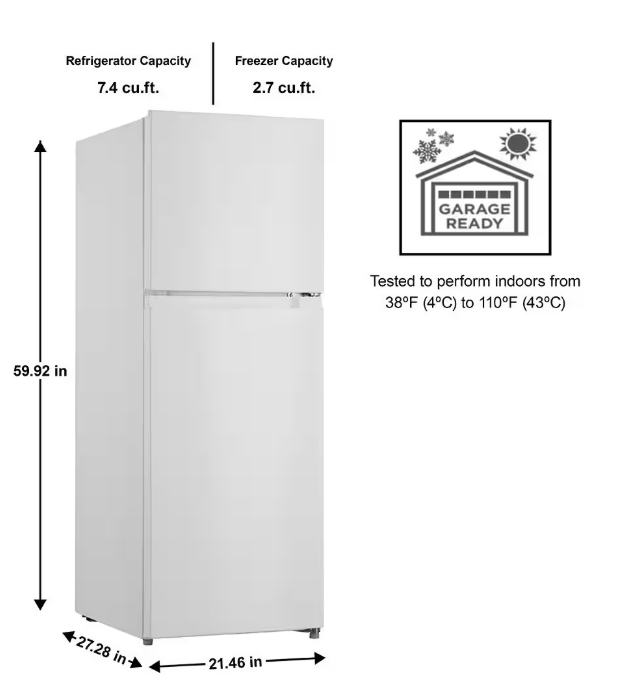 Pictures of Vissani 10.1 cu. ft. Top Freezer Refrigerator MDTF10WH - Scratch & Dent (Minor) - Neu Appliance Outlet - Discount Appliance Outlet in Austin, Tx
