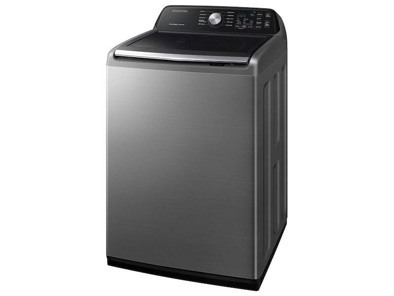 Samsung 4.5 cu. ft. Capacity Top Load Washer with Active WaterJet in Platinum WA45T3400AP - Certified Refurbished and Samsung 7.4 Cu. Ft. Gas Dryer with Sensor Dry in Platinum DVG45T3400P - Certified Refurbished