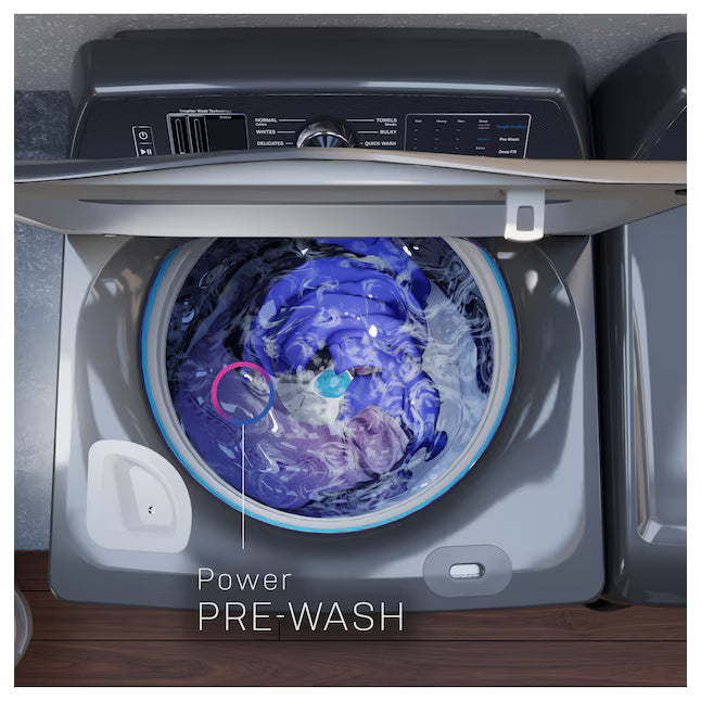 GE Profile™ ENERGY STAR® 5.3 cu. ft. Capacity Washer with Smarter Wash Technology PTW805BPWRS - New in Box and GE Profile™ ENERGY STAR® 7.3 cu. ft. Capacity Smart Electric Dryer with Steam and Washer Link GE9872E - PTD80EBPTRS - New in Box