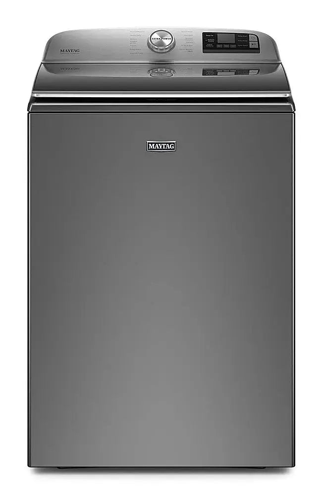 Maytag 5.3 cu. ft. Top Load Washer in Classic Silver with Impeller and Extra Power Option MTW6200RR - Scratch & Dent (Moderate) and Maytag 7.4 Cu. Ft. Metallic Slate Electric Dryer with Extra Power 16243 - MED7230HC - Scratch & Dent (Minor)