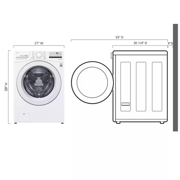 LG Ultra Large Capacity Front Load 4.5 Cu. Ft. Washer in White with ColdWash Technology WM3400CW - Scratch & Dent (Minor) and LG 7.4 cu. ft. Large Capacity Electric Dryer in White 16264 - DLE3400W - Scratch & Dent (Minor)