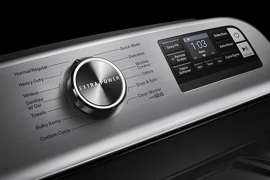 Maytag 5.3 cu. ft. Top Load Washer in Classic Silver with Impeller and Extra Power Option MTW6200RR - Scratch & Dent (Moderate) and Maytag 7.4 Cu. Ft. Metallic Slate Electric Dryer with Extra Power 16243 - MED7230HC - Scratch & Dent (Minor)