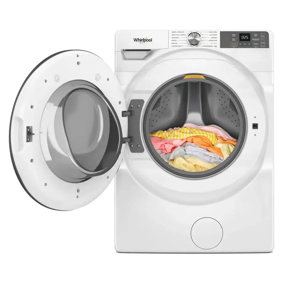 Whirlpool 4.5 cu. ft. Smart Front Load ENERGY STAR® Washer with FreshFlow™ Vent System WFW5720RW - Open Box and Whirlpool 7.4 cu. ft. Smart Front Load ENERGY STAR® Electric Dryer with Wrinkle Shield™ Option WED5720RW - Open Box
