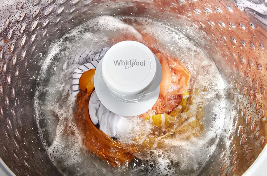 Whirlpool High Efficiency Agitator Large Top-Load Washer in White WTW5105HW - Scratch & Dent (Minor) and Whirlpool 7.0 cu. ft. Electric Dryer with Hamper Door 16118 - WED5010LW - Open Box