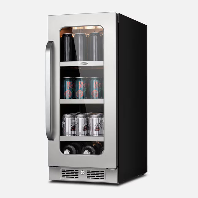 Whynter 15 in. 80 (12 oz.) Can Undercounter Beverage Cooler Fridge in Black Cabinet with Stainless Steel Door 251318SD1358 - BSR-080SB - Scratch & Dent (Minor)