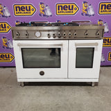 Bertazzoni 48 Inch Freestanding Professional Gas Range with 6 Sealed Burners, Double Oven, 7.1 Cu. Ft. Total Capacity in Bianco White PROF486GGASBIT - Scratch & Dent (Minor)