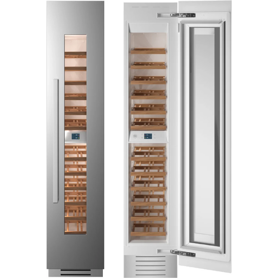Bertazzoni 18" Dual Zone Wine Cooler Column with 52 Bottle Capacity, 12 Wooden Racks, UV Light-Shielding Glass Window, LED Lights and Digital Touch Controls REF18WCPIXR - Open Box