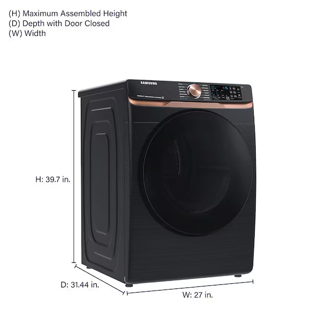 Samsung 7.5 cu. ft. Smart Electric Dryer with Steam Sanitize+ and Sensor Dry in Brushed Black DVE50BG8300V - Scratch & Dent (Minor)