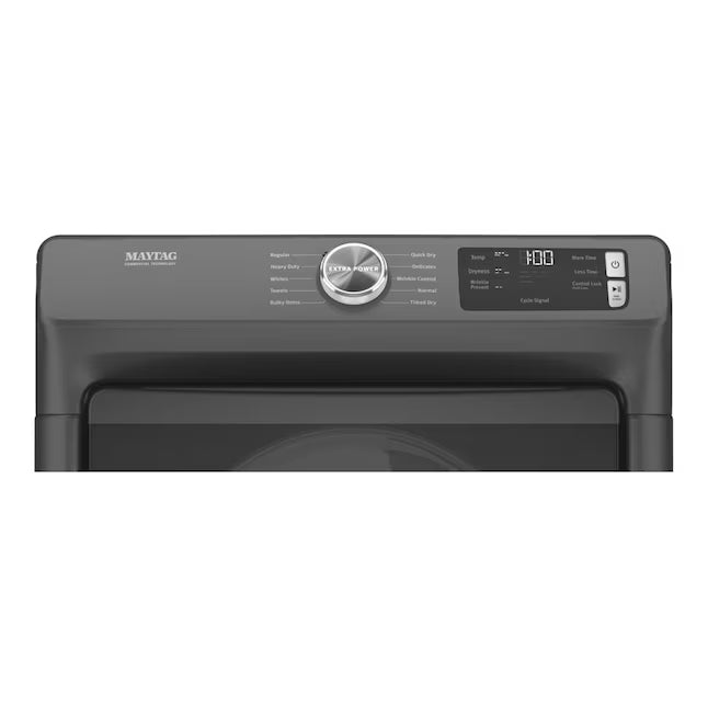 Maytag 7.3 Cu. Ft. Stackable Electric Dryer with Extra Power Button in Volcano Black MED5630MBK - Scratch & Dent (Moderate)