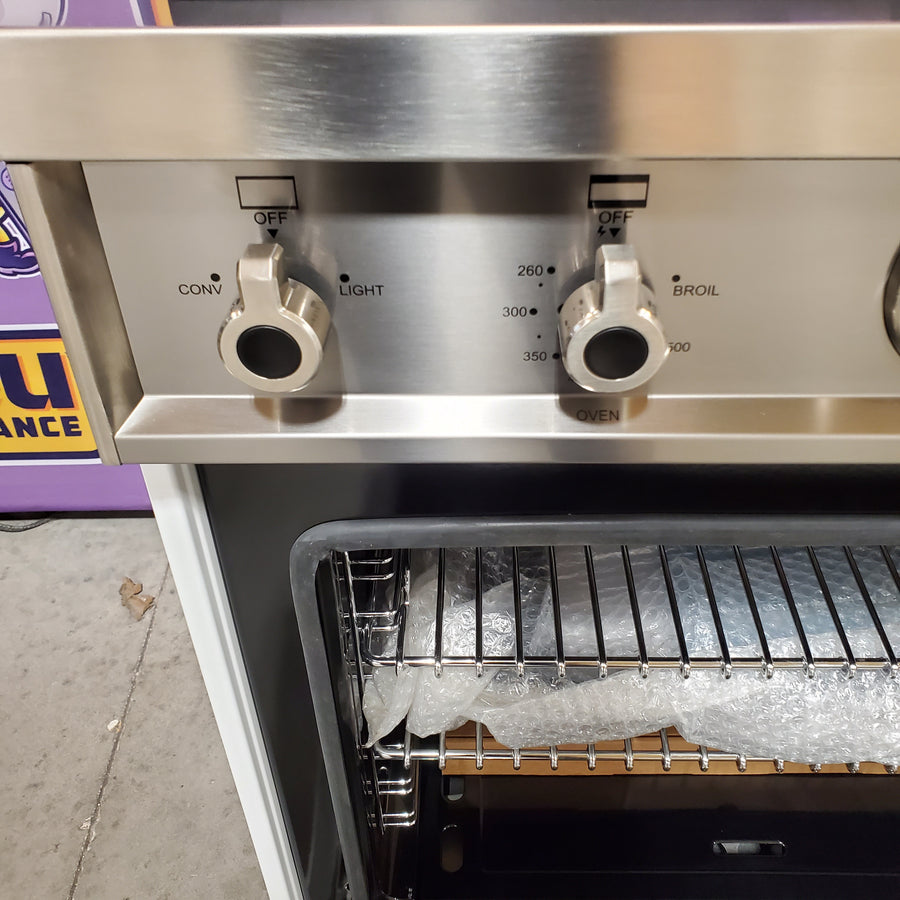 Bertazzoni 48 Inch Freestanding Professional Gas Range with 6 Sealed Burners, Double Oven, 7.1 Cu. Ft. Total Capacity in Bianco White PROF486GGASBIT - Scratch & Dent (Minor)