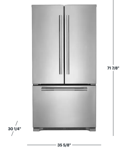 Pictures of JennAir RISE 21.9 Cu. Ft. French Door Counter-Depth Refrigerator with Gourmet Bay Drawer and TriSensor Climate Control in Stainless Steel JFFCF72DKL - Scratch & Dent (Minor) - Neu Appliance Outlet - Discount Appliance Outlet in Austin, Tx