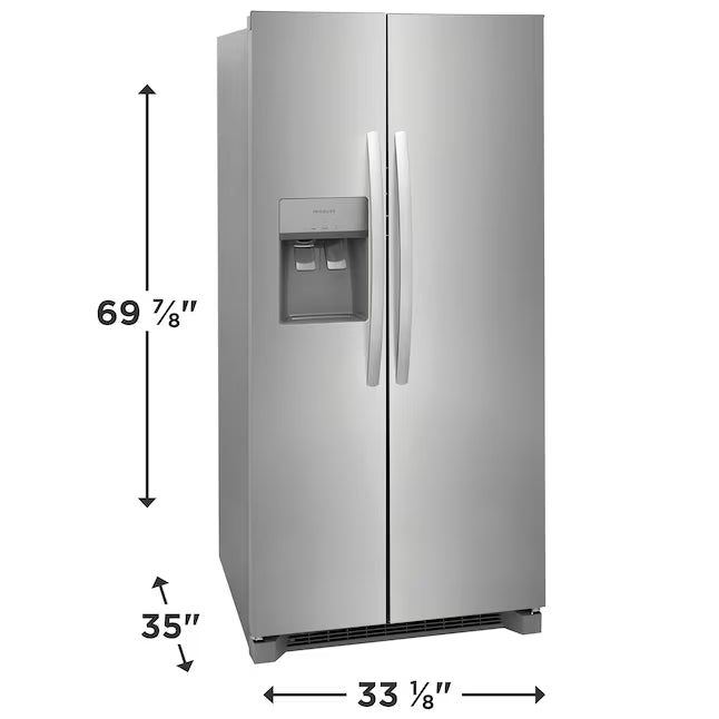 Frigidaire 33" Wide 22.3 cu. ft. ENERGY STAR Side by Side Refrigerator Stainless Steel with Exterior Water and Ice Dispenser 22136SD275 - FRSS2323AS - Scratch & Dent (Moderate)