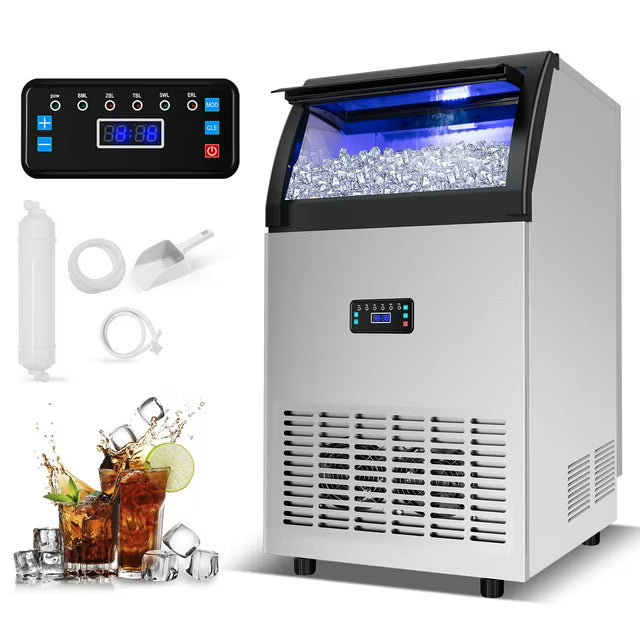 Tittla f130 Lbs/Day Freestanding Built-In Ice Maker, 44 Lb Storage, 24-Piece Gourmet Ice Tray, Spray Ice Making KM24MAK100 - Scratch & Dent (Minor)