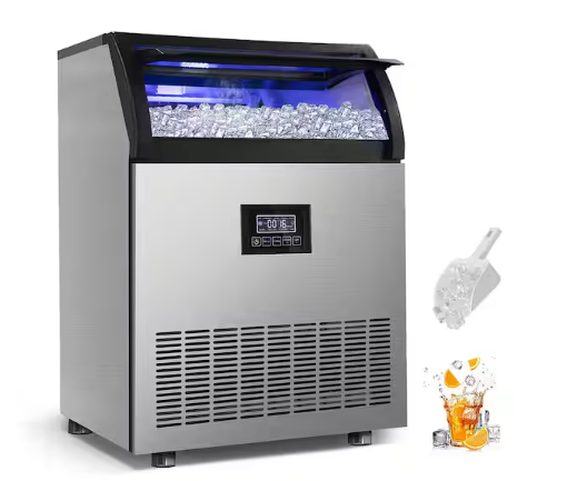 Hooure 24.4 in. Commercial Ice Maker 250 lb./24 H Stainless Steel Freestanding Ice Maker Machine with Full Cube Production WQJR-D01 - Scratch & Dent (Moderate)