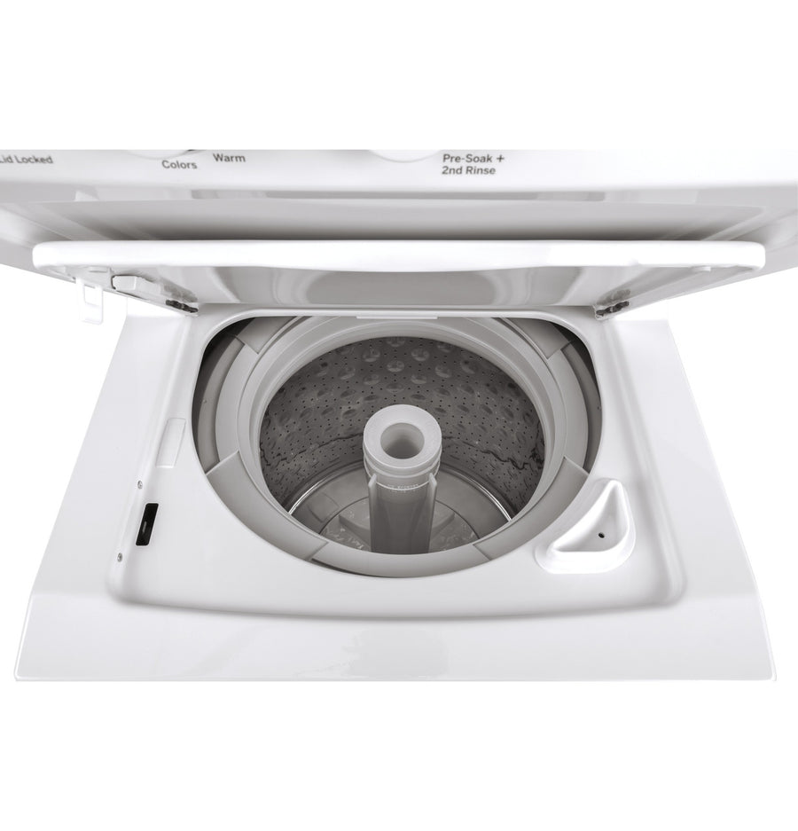 GE Unitized Spacemaker® 2.3 cu. ft. Capacity Washer with Stainless Steel Basket and 4.4 cu. ft. Capacity Electric Dryer 251310SD915 - GUD24ESSMWW - Scratch & Dent (Minor)