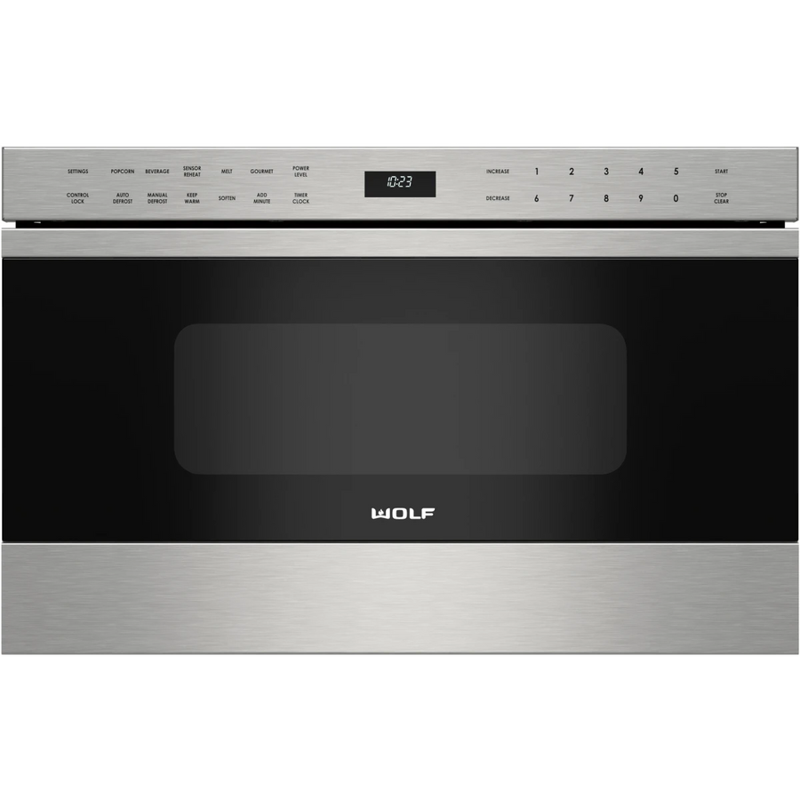 Wolf 24 Inch Microwave Drawer with 1.2 cu. ft. Capacity, 950 Watts Cooking Power, 10 Power Levels, Keep Warm Mode, Kitchen Timer and Control Panel Lock MD24TES - Open Box
