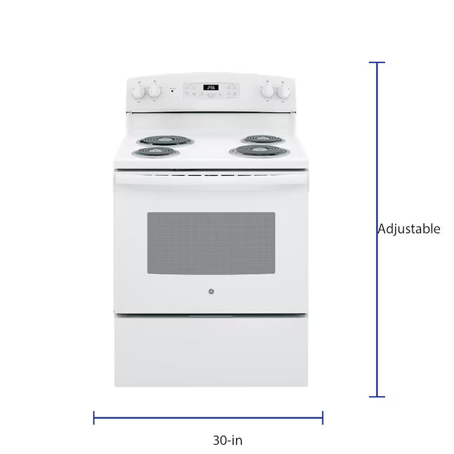GE 5.0 cu. ft. Freestanding 4 Heating Element Electric Range with Dual Element Baking in White GE9885 - JB256DMWW - New in Box