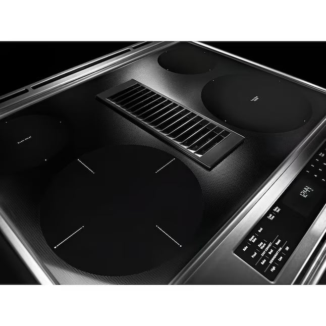 KitchenAid 30-Inch 4-Element Electric Downdraft Slide-In Range in Stainless Steel 24SD035 - KSEG950ESS - Open Box