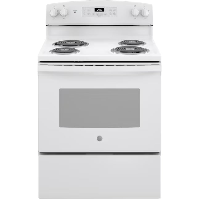 GE 5.0 cu. ft. Freestanding 4 Heating Element Electric Range with Dual Element Baking in White GE9885 - JB256DMWW - New in Box
