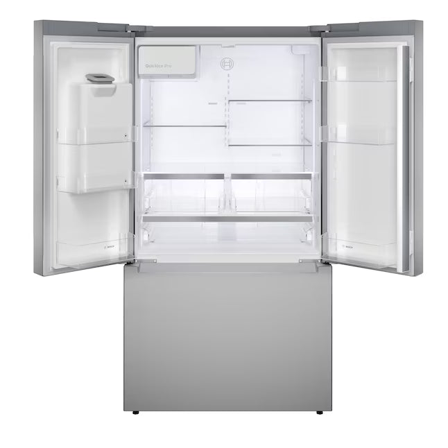 Bosch Fastest Ice Maker Standard-Depth 300 Series 26-cu ft 3-Door Smart Compatible French Door Refrigerator with Ice Maker with Water and Ice Dispenser in Stainless Steel 22121511 - B36FD31ENS - Scratch & Dent (Moderate)