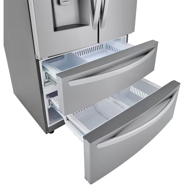 LG 27.8-cu ft 4-Door French Door Refrigerator with Dual Ice Maker in Fingerprint Resistant Steel 22132SD154 - LRMXS2806S - Scratch & Dent (Minor)