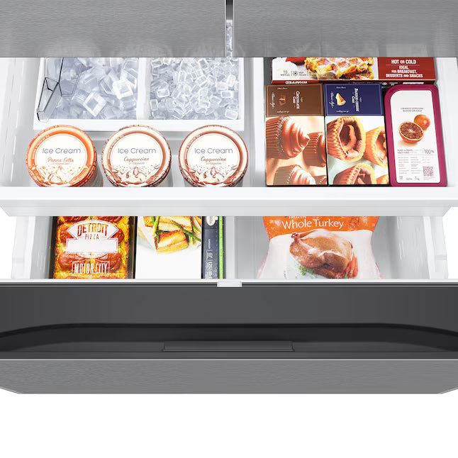 Samsung 31.5-cu ft 3-Door ENERGY STAR Smart French Door Refrigerator with Dual Ice Maker in Stainless Steel 22442656 - RF32CG5300SR - Scratch & Dent (Minor)