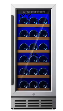 SIMZLIFE 15 in. Single Zone 28-Bottle Built-in/ Freestanding Wine Cooler in Black, Adjustable Shelves, Temperature Memory 25135SD589 - WC-03 - Scratch & Dent (Minor)
