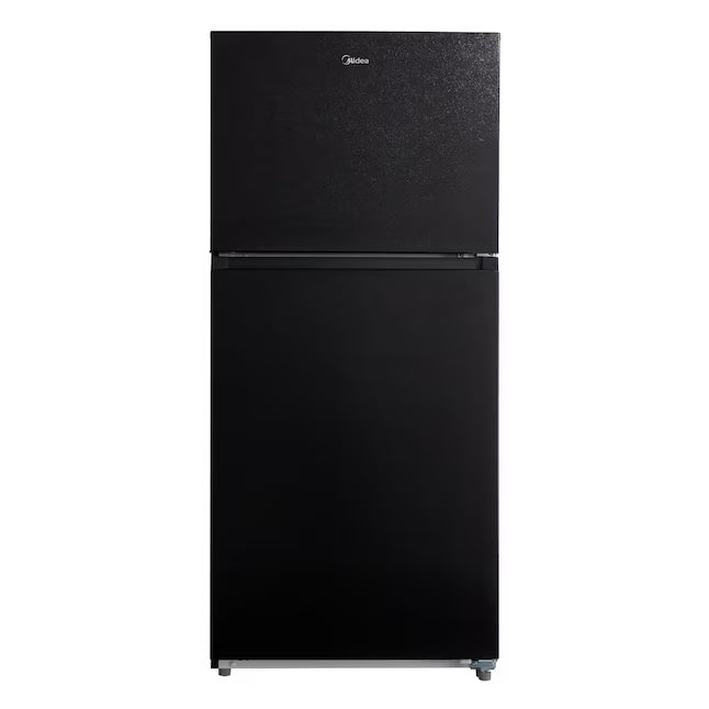 Midea Garage Ready 18 Cu. Ft. Top Freezer Refrigerator with Gallon Sized Door Bins, Ice Maker Ready, and LED Lighting 22132SD134 - MRT18D3BBB - Scratch & Dent (Major)
