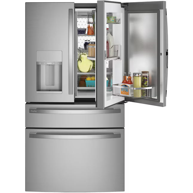 GE Profile™ ENERGY STAR® 27.9 Cu. Ft. Smart Fingerprint Resistant 4-Door French-Door Refrigerator with Door In Door 22SD049 - PVD28BYNFS - Scratch & Dent (Minor)