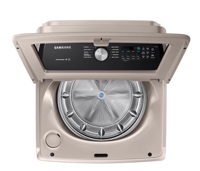 Pictures of Samsung 5.0 cu. ft. High Efficiency Top Load Washer with Active WaterJet in Champagne 1CR04086 - WA50T5300AC - Certified Refurbished - Neu Appliance Outlet - Discount Appliance Outlet in Austin, Tx