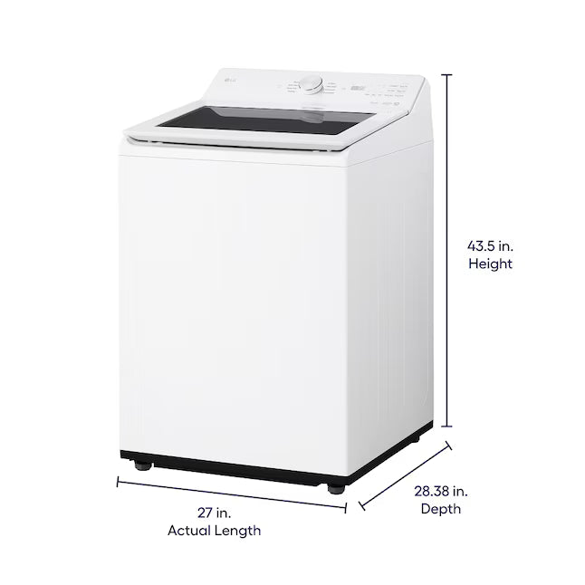 LG 5.0 cu.ft. SMART Top Load Washer in Alpine White with TurboWash WT8200CW - Scratch & Dent (Minor) and LG 7.3 cu. ft. Ultra Large Capacity Rear Control Electric Dryer with AI Sensing and ThinQ® Smart Features DLE8200W - Scratch & Dent (Moderate)