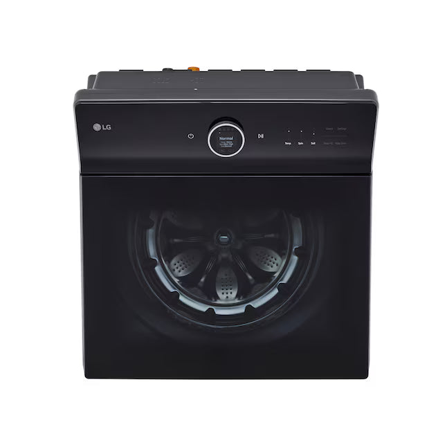 LG 5.5 Cu. Ft. High Efficiency Smart Top Load Washer with EasyUnload WT8600CB - Scratch & Dent (Minor) and LG 7.3 cu. ft. Ultra Large Capacity Rear Control Electric Dryer with LG EasyLoad™ Door and TurboSteam™ DLEX8600BE - Scratch & Dent (Minor)