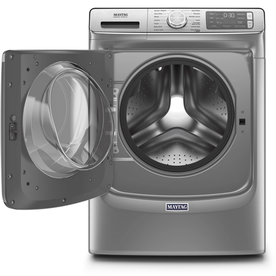 Maytag 5.0 cu. ft. Smart Front Load Washer with Extra Power and 24-Hr Fresh Hold® Option MHW8630HC - Scratch & Dent (Minor) and Maytag 7.3-cu ft Stackable Vented Electric Dryer Energy Star Certified MED5630HC - Scratch & Dent (Minor)