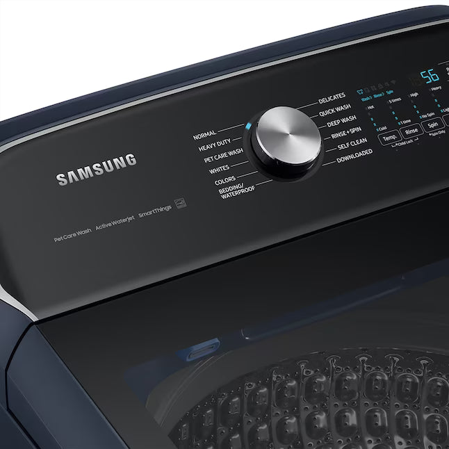 Samsung 5.4 cu. ft. Smart Top Load Washer with Pet Care Solution and Super Speed Wash WA54CG7150AD - Scratch & Dent (Minor) and 7.4 cu. ft. Smart Vented Electric Dryer with Pet Care Dry and Steam Sanitize+ 16262 - DVE54CG7150D - Open Box